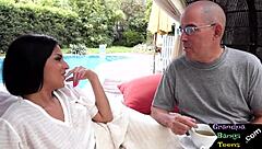 Amateur Teen Sucks Old Man Cock Outdoor