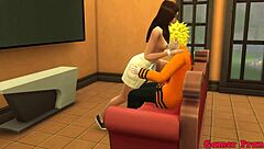 naruto cheats at party, fucking young girl who enjoys his cum inside