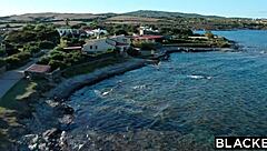 Blonde Zazie devours Aaron's monster cock with her mouth