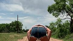 Staci rides ass cowgirl in public outdoor fetish