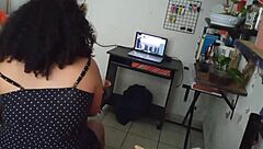 Chubby Latina MILF Teacher Cleans Room and Shows Thong Voyeuristically