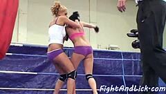 Dyke Babes Wrestle And Lick Pussy In Ring
