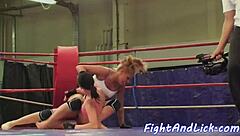 European dykes engage in lesbian wrestling and muff diving