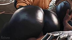 Cartoon twins take turns riding cock in animated 3D video