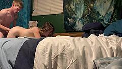 Rough sex with a blonde in doggy style position