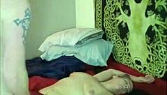 sucking hard long ginger cock in fishnets