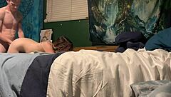 Blonde couple in rough doggystyle with small tits