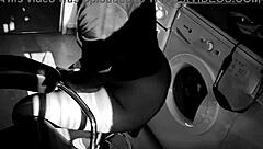 karina model feels passionate with photographer backstage, her hairy pussy in pantyhose getting attention.