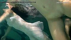 Polcharova And Siskina Dive Into Wet Underwater Passion. Horny Lesbians Explore In Pool.