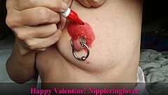 Nippleringlover Paints Huge Pierced Nipples With Big Rings