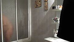 my wife in the shower bathing