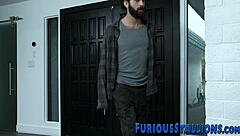 Buff black guy gets long cock sucked by bear