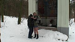 Horny Blonde With Perfect Tits Gets Pussy Fucked Outdoor By Old Man