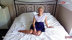 Amateur blonde explores public anal in european settings