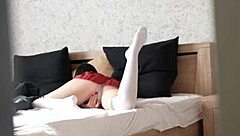 Teen stepsister gets naughty and rides her voyeur brother