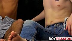 Three twinks passionately kissing before banging each other