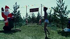 Silent Night Sexy Topless Brunette Model Shows Tits