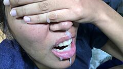 Amateur latina Mariangel Belle gets facial after rough cowgirl