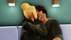 Shelly performs deepthroat blowjob in threesome with blonde muff diving and assfucking