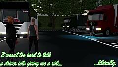 Shelly performs deepthroat blowjob in threesome with blonde muff diving and assfucking