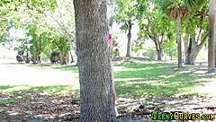 Oiled up fat-assed teen with big tits gets hardcore drilling.