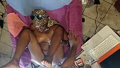 Busting Nut on African American Milf's Tits in Short Clip