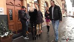 Three Blonde Czech Pornstars Get Handjobs And Blowjobs In Public Prague