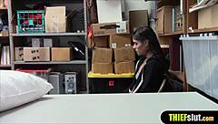 Young Latina gets punished for shoplifting and takes a hard cock