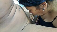 Amateur Latina stepsister gets her pussy licked and fucked on the stairs