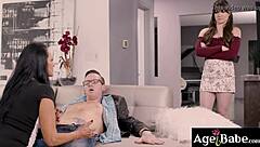 lucky stud fucks two hot pussies