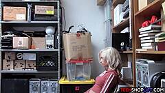 tiny teen thief gets busted by big dick guard, sucks and fucks