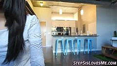 Amateur teen rides stepbrother in POV with blowjob and handjob.