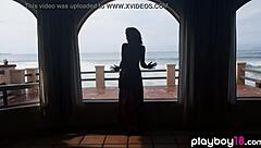 hey, check out ebony angel constance stripping naked and teasing with big natural tits