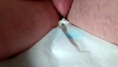 Wife inserts fuck buddy's cock in her ass and rides it hard