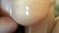 She masturbates with dildo for her man.