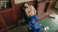 gay doctor strips and masturbates on hospital work table nude