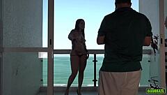 Elisa sanches performs on guarujá balcony with big tits