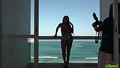 Elisa sanches performs on guarujá balcony with big tits