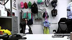 Busty teen trades blowjob for stolen sunglasses at work