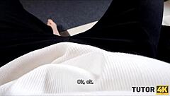 in this russian teacher fetish, the mature woman in stockings and glasses uses sex toys before spreading legs for the stud