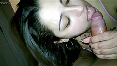 Watch this brunette teen blow cock