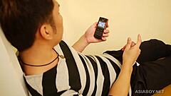 Gay Asian Twink Oils Up And Jerks Off His Cock
