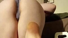 Kinky amateur in purple lace lingerie worships feet with fetish play!