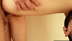 Watch this small brunette get her nice ass fucked hard in doggy style!