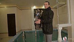 hot gay guys strip naked in sauna.