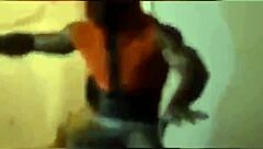 Amateur ebony guy masturbates in front of camera