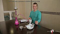 hot gay guys strip naked in sauna.