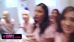 Sorority Girls Wild with Fresh Addition Deepthroating Glass Dildo