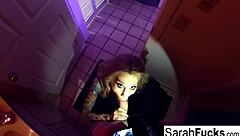 Pornstar sarah jessie gives a bj in the bathroom skinny blowjob hardcore tits ass milf big tits pussy sex