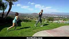 Big stepbrother takes care of his little stepsis and protects her